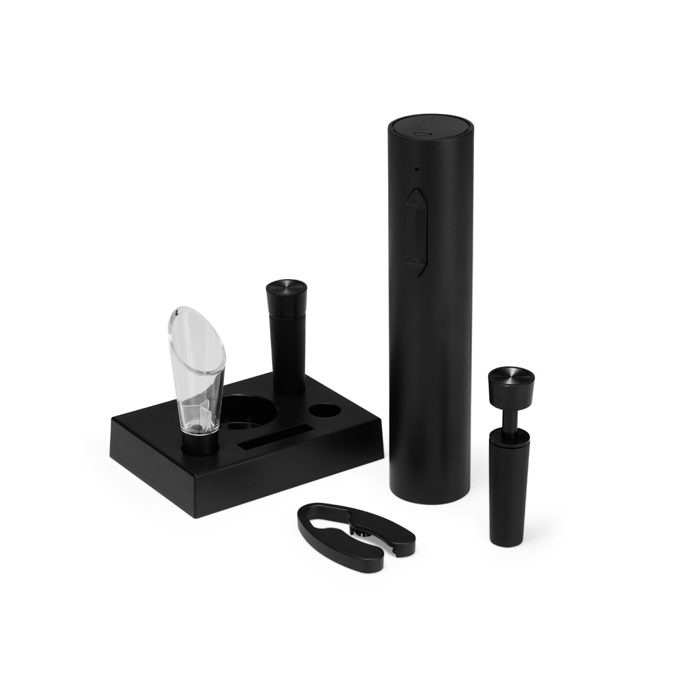 Kit Vinho Elétrico 6 Peças com Saca-Rolhas Recarregável USB-C Personalizado