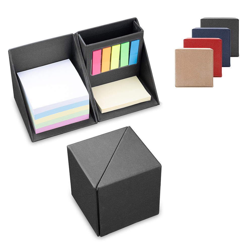 Mini Caderno Cubo com Sticky Notes e Porta Canetas Personalizado