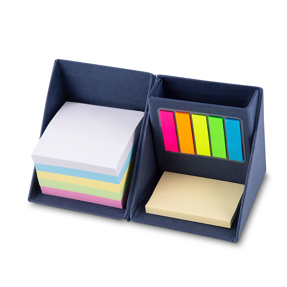 Mini Caderno Cubo com Sticky Notes e Porta Canetas Personalizado