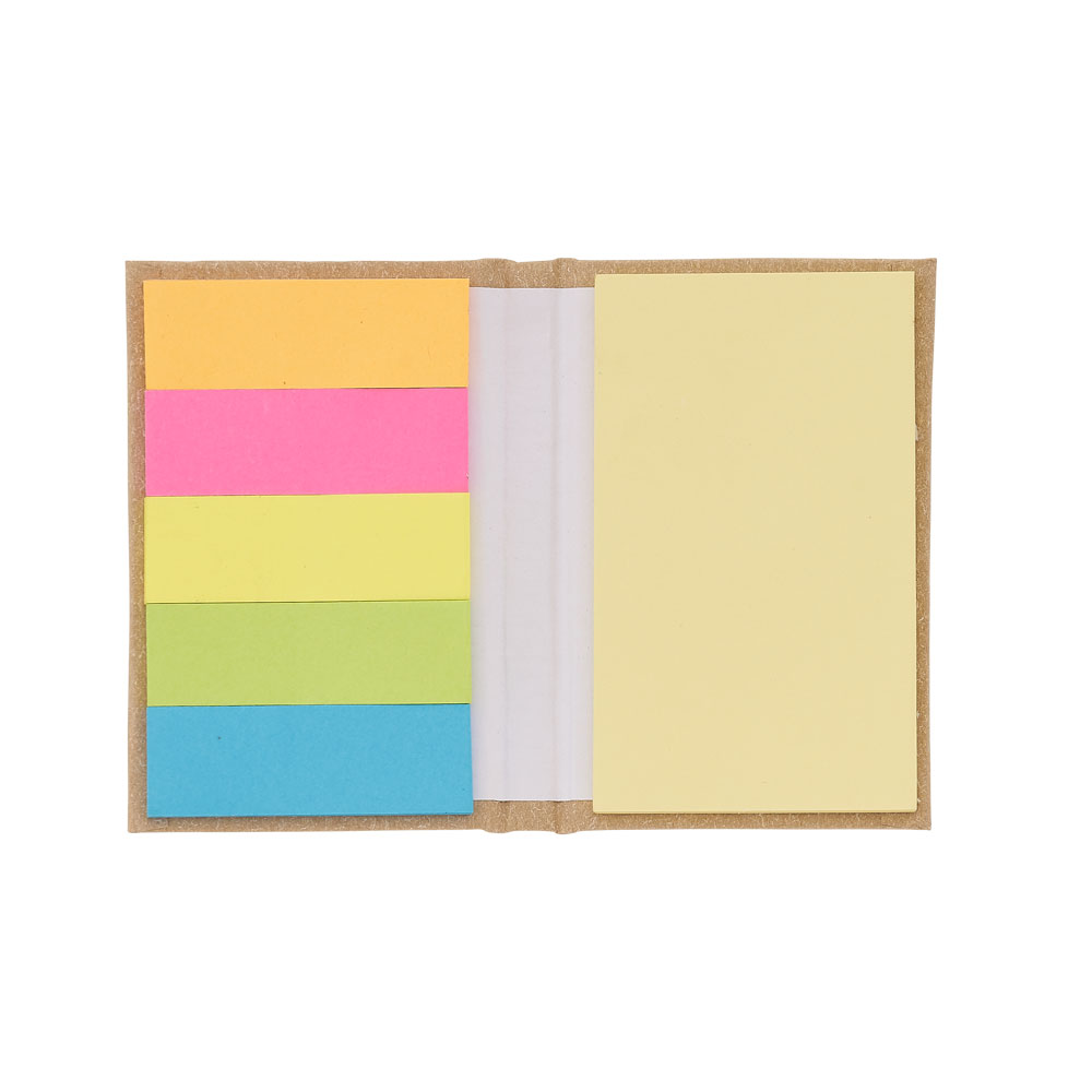 Mini Caderno em Papel Reciclado com Sticky Notes 22 Folhas Personalizado