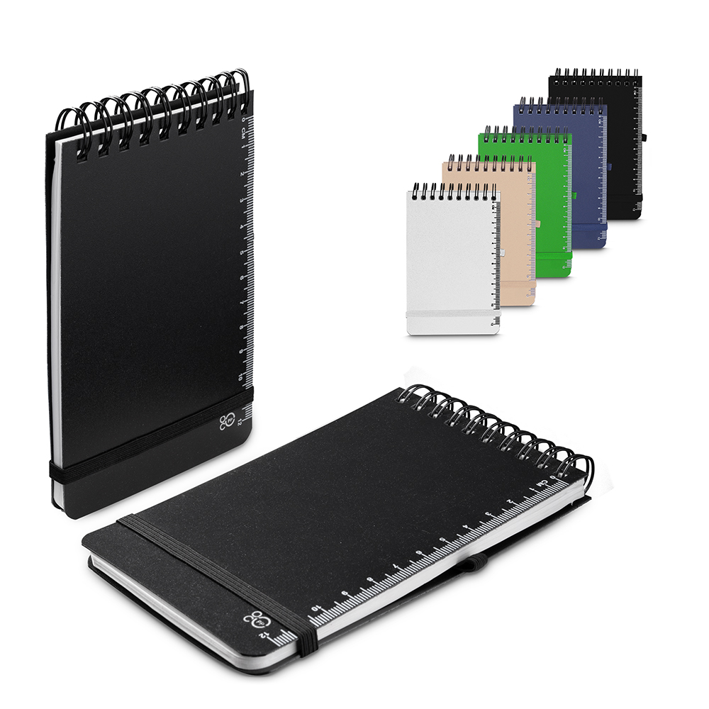 Mini Caderno em PP Reciclável com Suporte para Caneta 60 Folhas Personalizado
