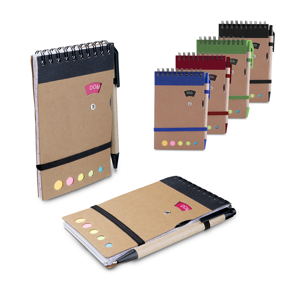 Mini Caderno Kraft com Sticky Notes e Caneta Personalizado