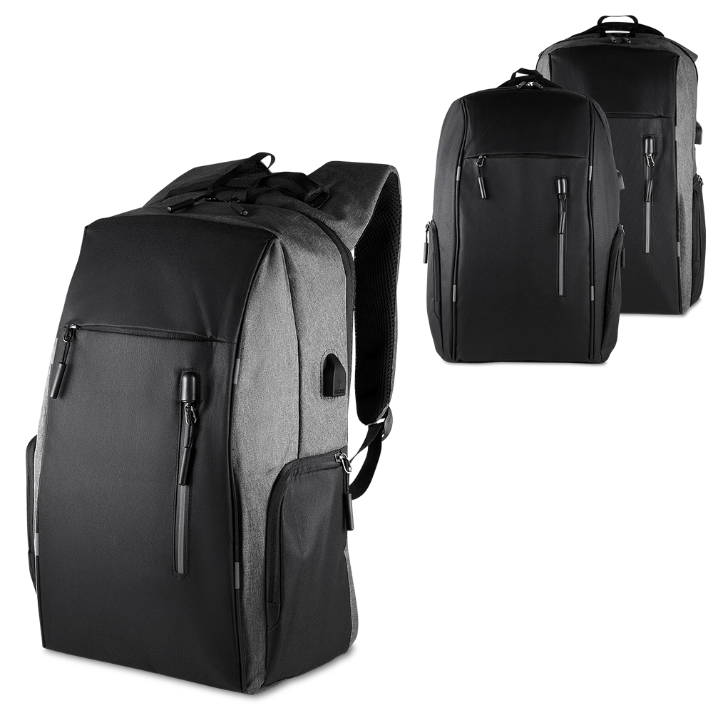 Mochila em Poliéster 300D 24L com USB e Notebook 15,6” Personalizada