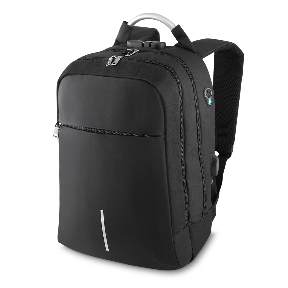 Mochila Executiva para Notebook 15,6” em Oxford e PU com Cadeado e USB Personalizada