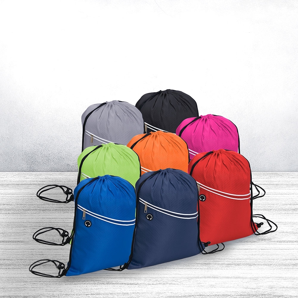Sacochila Personalizada  com Bolso e Entrada para Fone