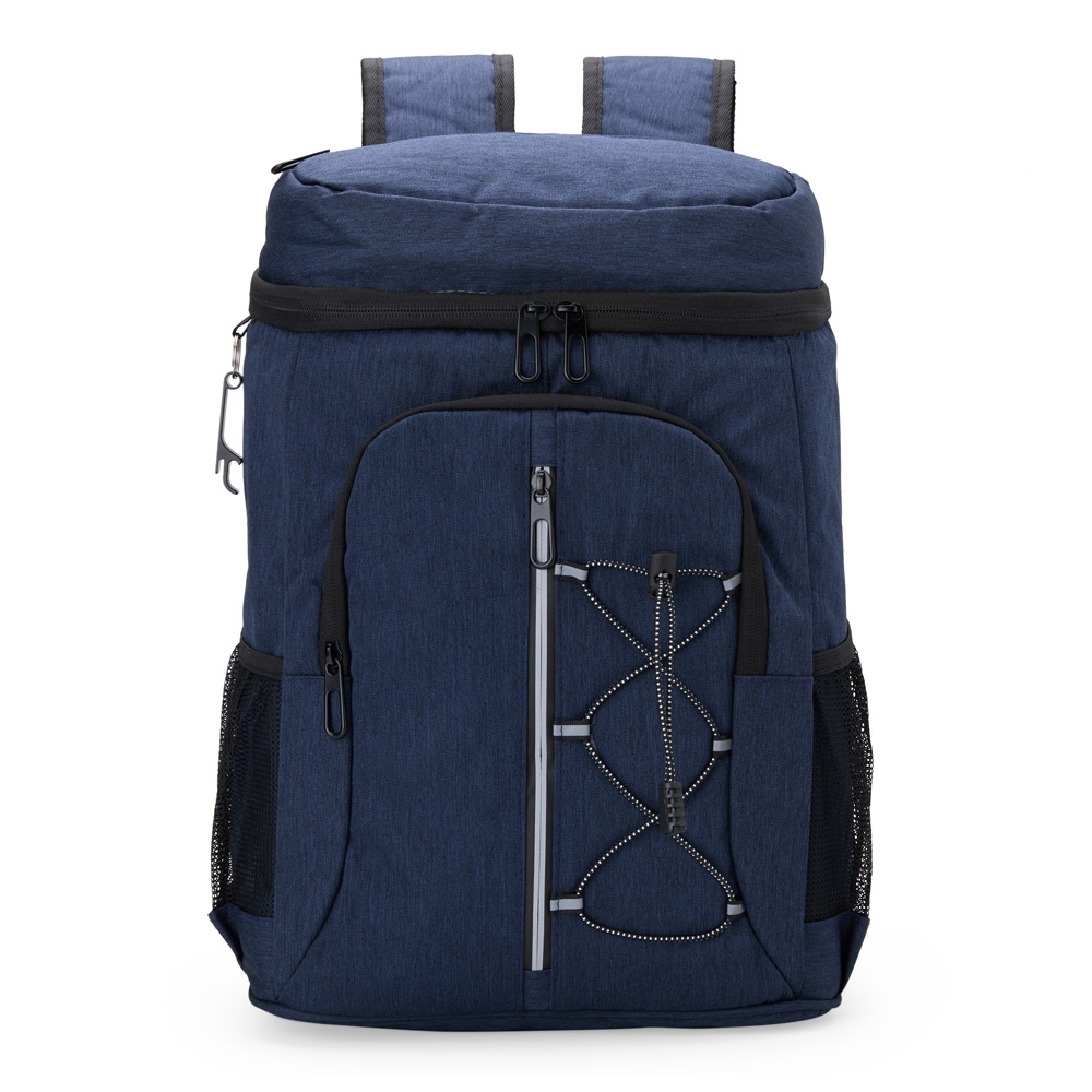 Mochila térmica Personalizada 30 litros em Oxford resistente à água com compartimentos térmicos, faixa refletiva e abridor de garrafas