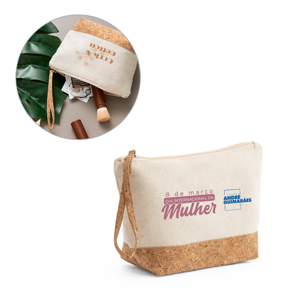 Necessaire Personalizada em Algodão com Cortiça