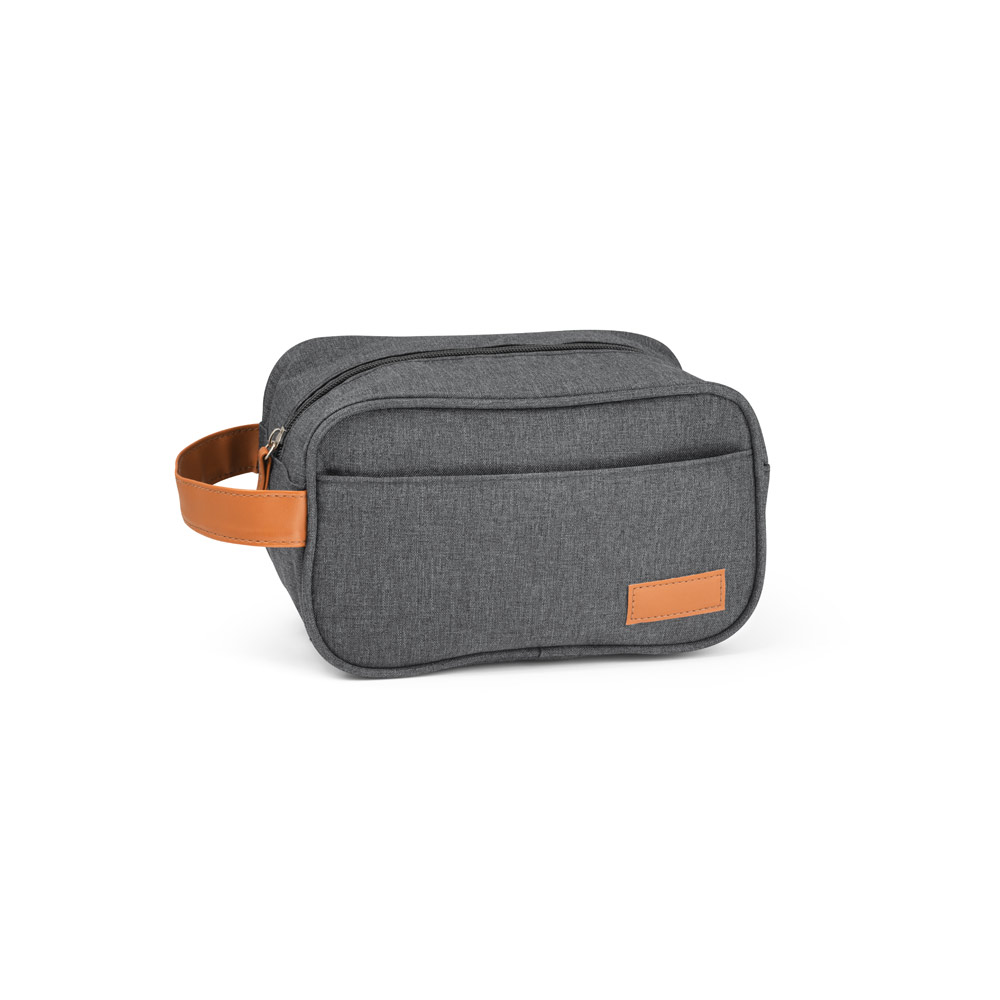 Necessaire em Poliéster 600D com Detalhe em PU Personalizada