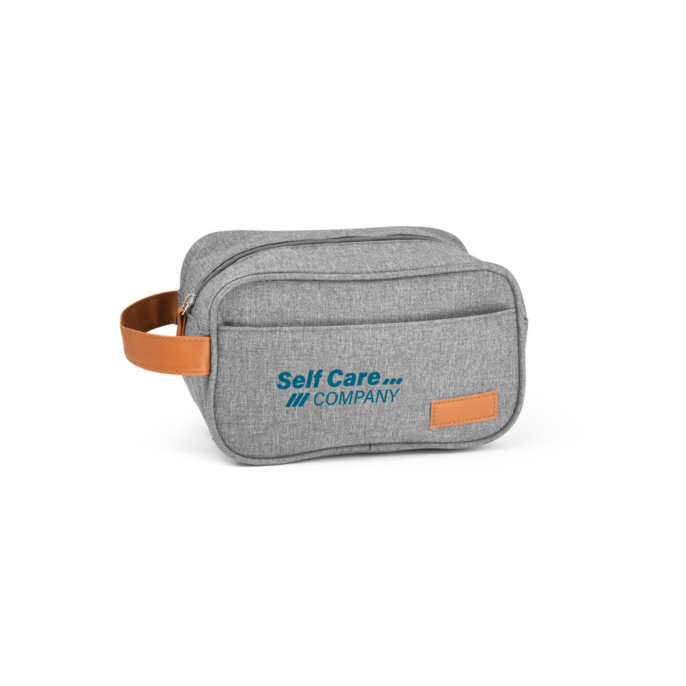 Necessaire em Poliéster 600D com Detalhe em PU Personalizada