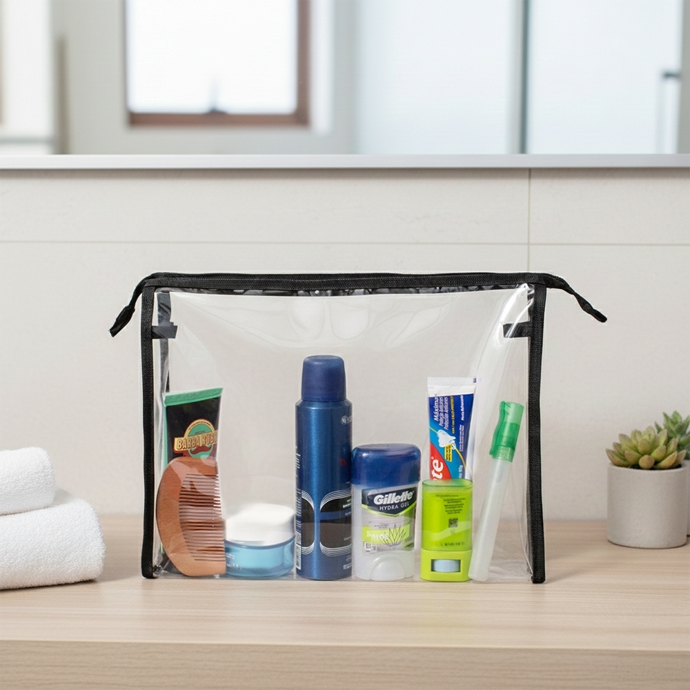 Nécessaire em PVC Transparente Personalizada com Zíper e Alça