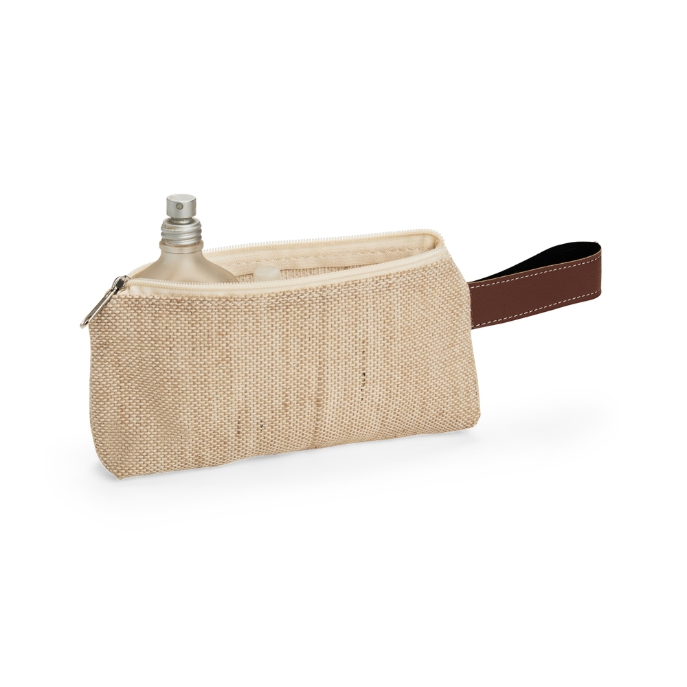 Nécessaire Slim em Juta Personalizada com Alça Lateral
