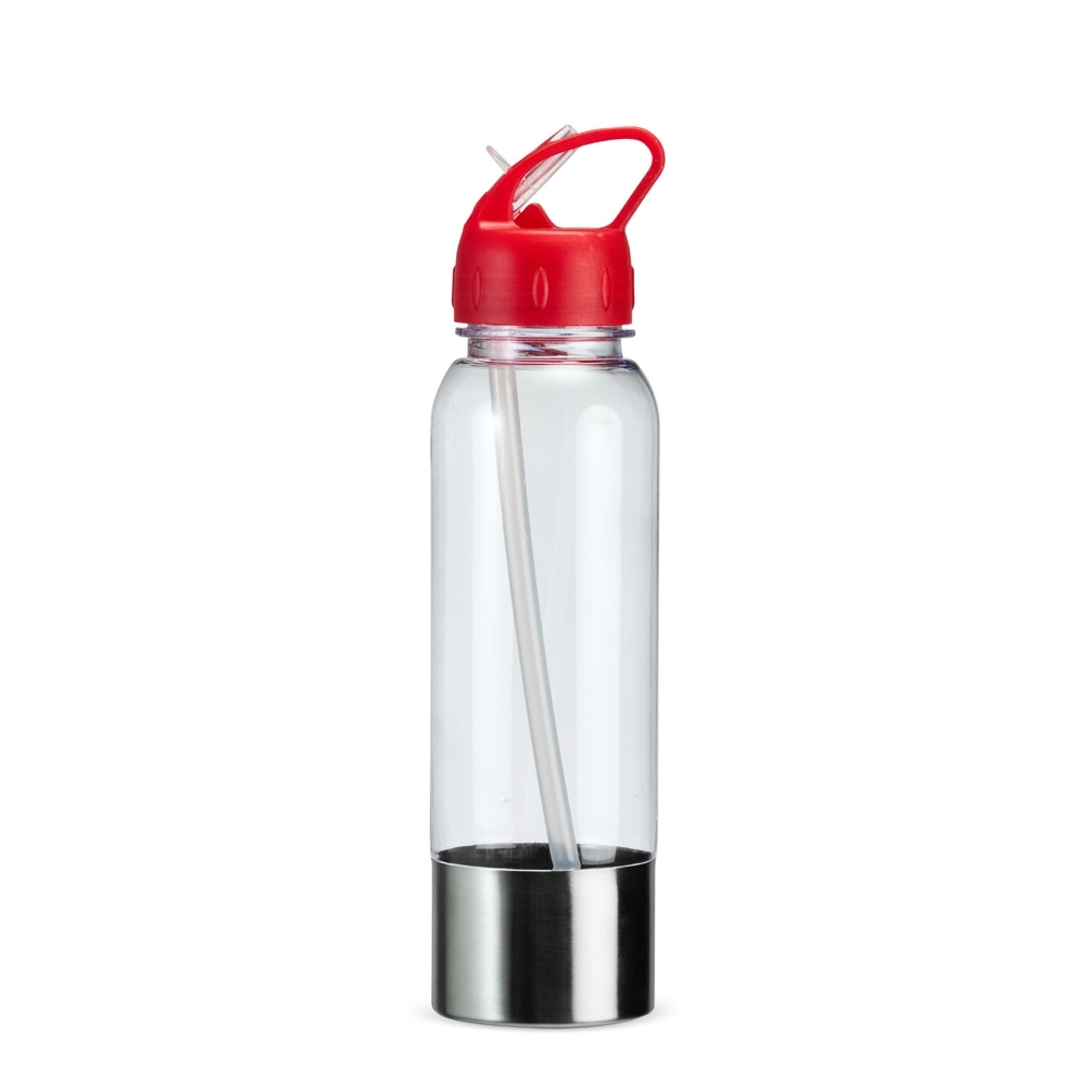 Squeeze Plástico 700ml Personalizado com Base Metálica e Canudo